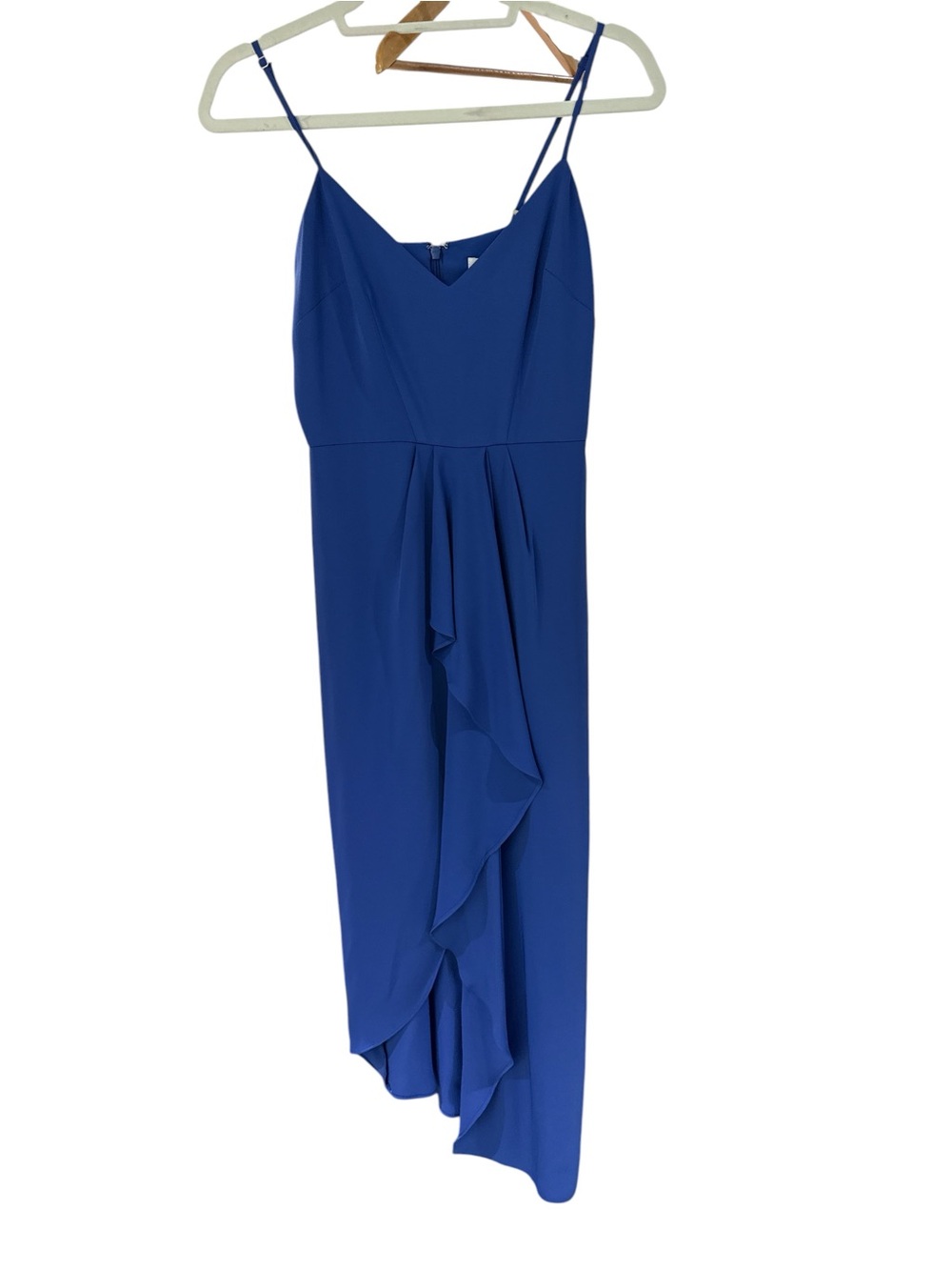 Gianni Bini Royal Blue Asymmetrical Ruffle Spaghetti Strap Dress